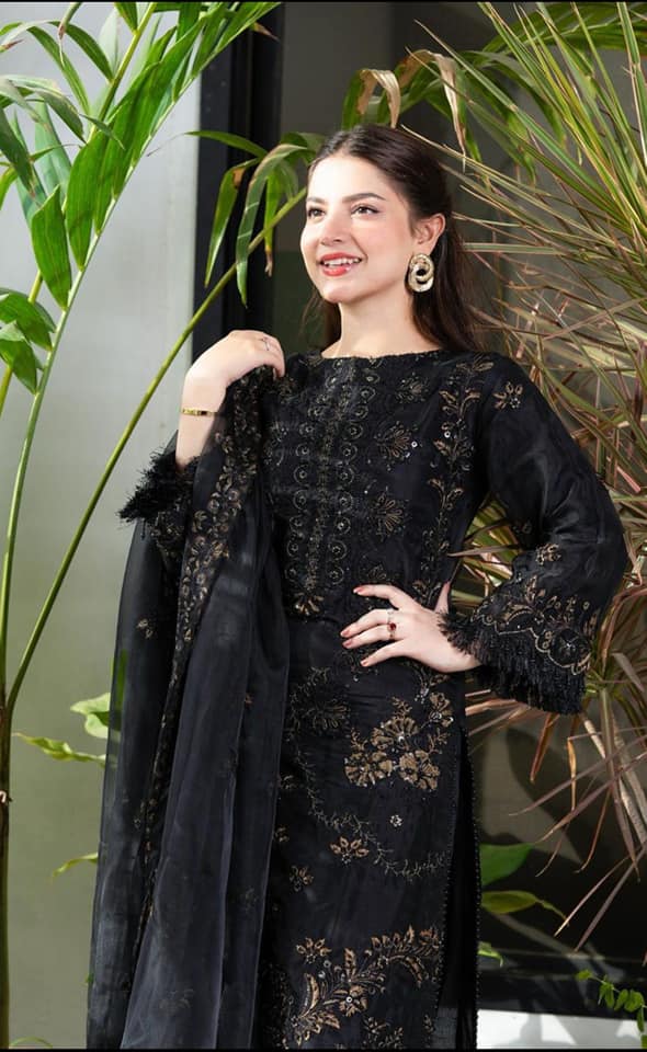 BN515-NISA -WINTER 3PC Khaddar Embroidered Shirt With Chiffon Embroidered Dupatta