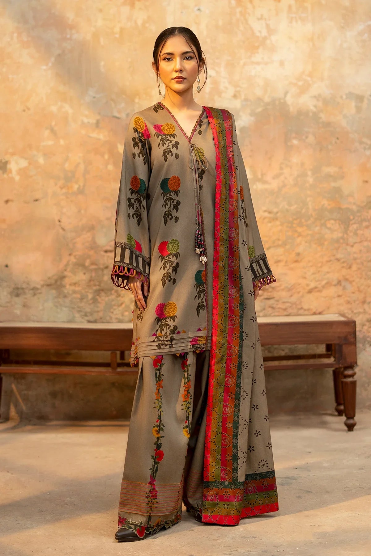 Charizma - Winter 3PC Karandi Digital Print Dress - BN33134