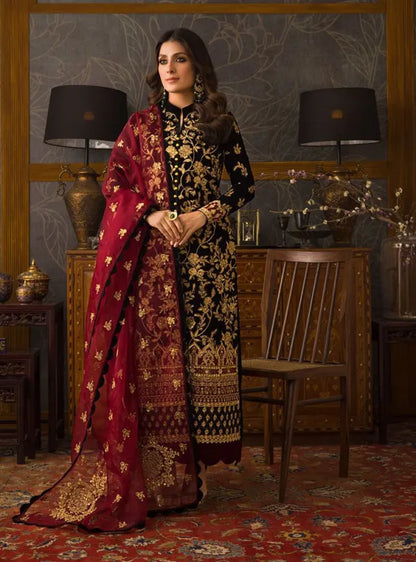 Asim Jofa - Embroidered Velvet 3piece suit - BN3358