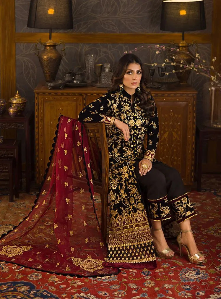 Asim Jofa - Embroidered Velvet 3piece suit - BN3358