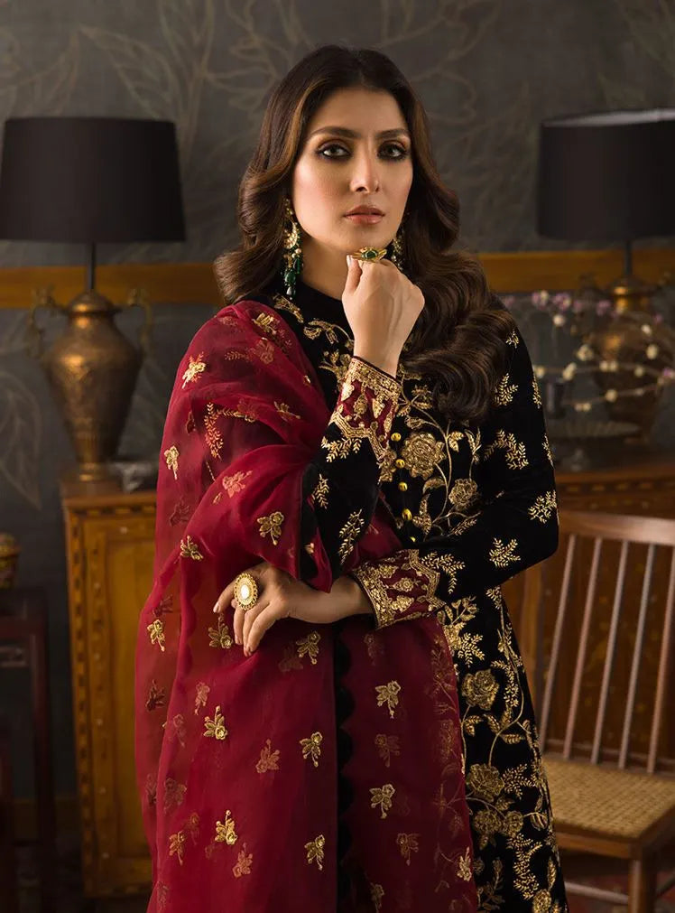 Asim Jofa - Embroidered Velvet 3piece suit - BN3358