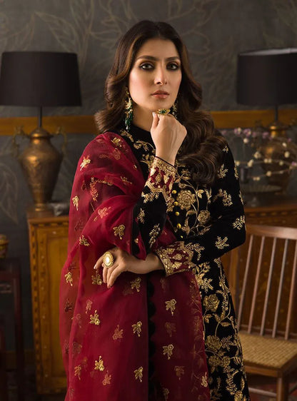 Asim Jofa - Embroidered Velvet 3piece suit - BN3358