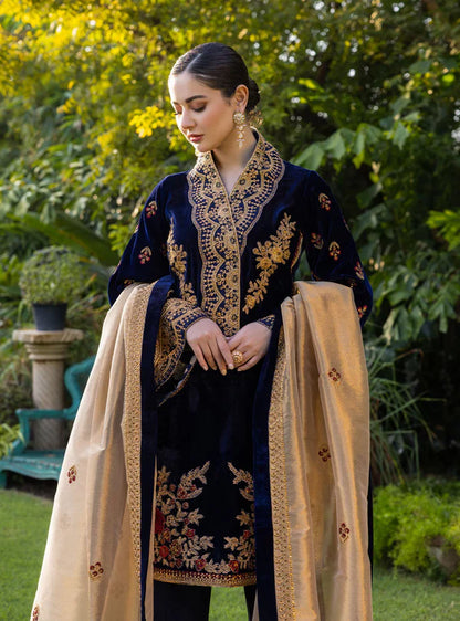 Baroque - Embroidered Velvet 3piece suit - BN3357
