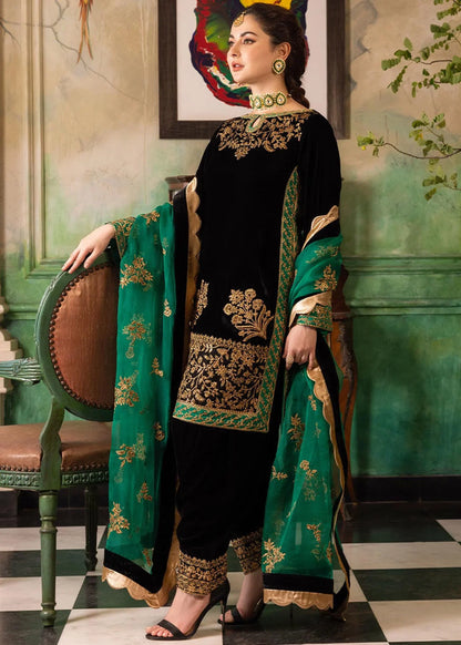 Muzlin-Velvet Embroidered Winter 3 Piece Suit - BN551