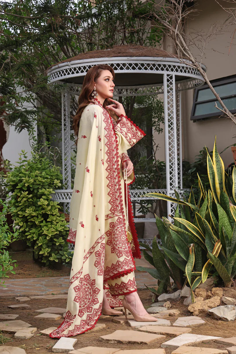 Asim Jofa - Winter 3PC Dhanak Embroidered Suit - BN3383