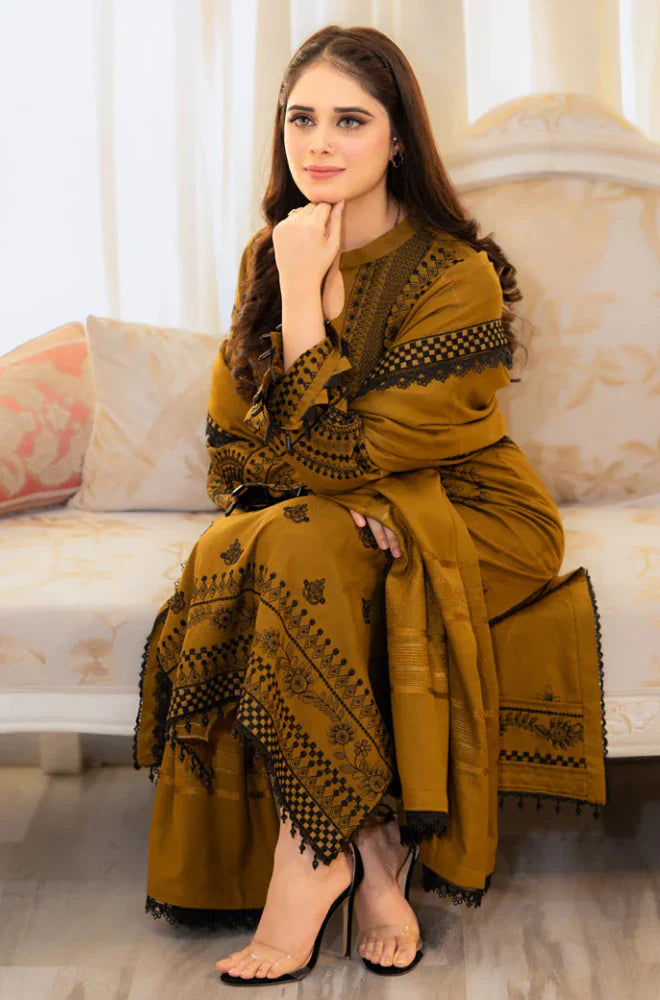 Libass - Winter 3PC Dhanak Embroidered Suit - BN3312