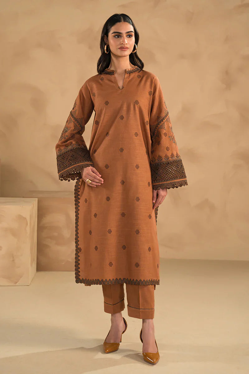 BN631-WINTER 3PC Dhannak Embroidered suit with Printed Shawll