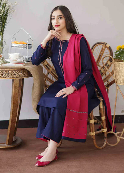 BN505-WINTER 3PC Dhanak suit with Embroidered Shawll
