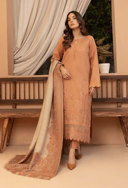 Bin ilyas - Winter 3PC Dhanak Embroidered Suit - BN3398