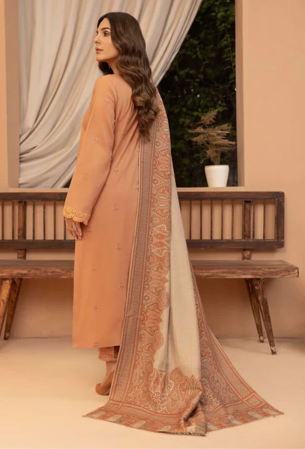 Bin ilyas - Winter 3PC Dhanak Embroidered Suit - BN3398