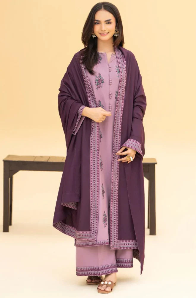 Izel - Winter 3PC Dhanak Embroidered Suit - BN33132