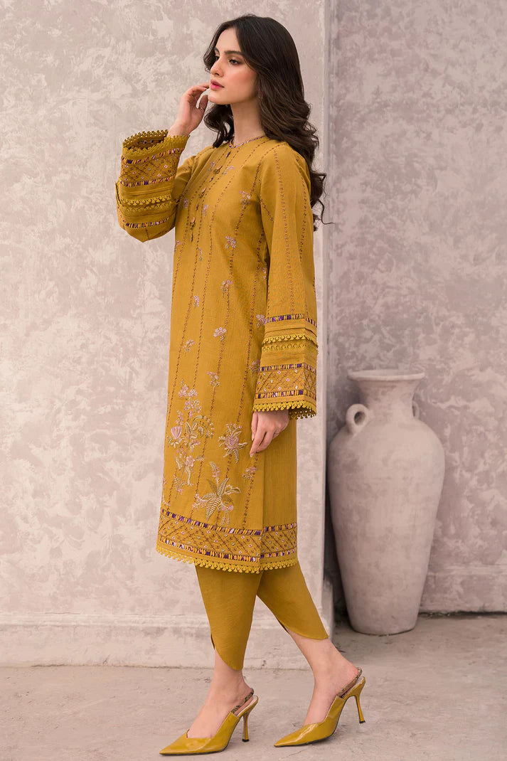 BN618-WINTER 3PC Dhannak Embroidered suit with Printed Shawll