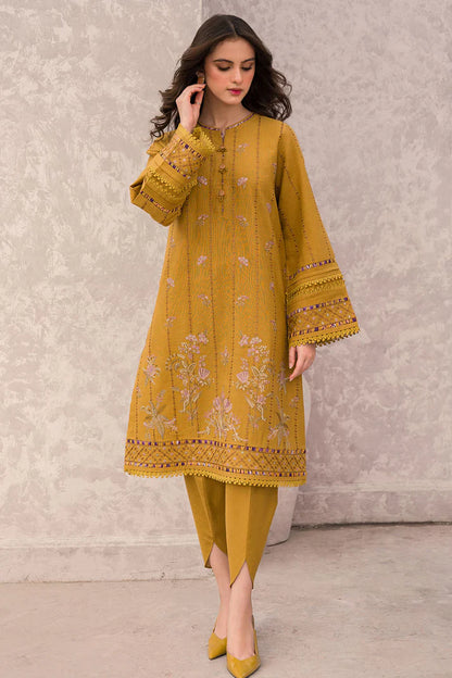 BN618-WINTER 3PC Dhannak Embroidered suit with Printed Shawll