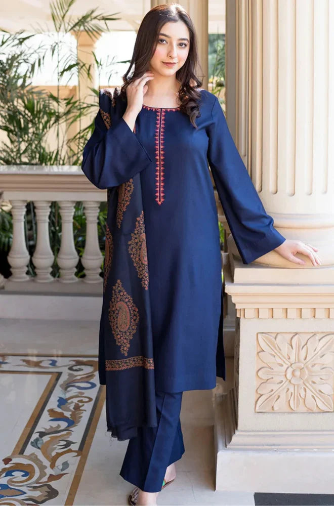Asling - Winter 3PC Dhanak Embroidered Suit - BN3353