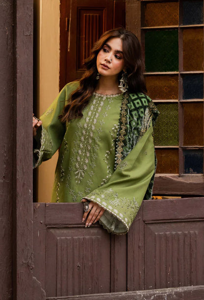izel - Winter 3PC Dhanak Embroidered Suit - BN33110