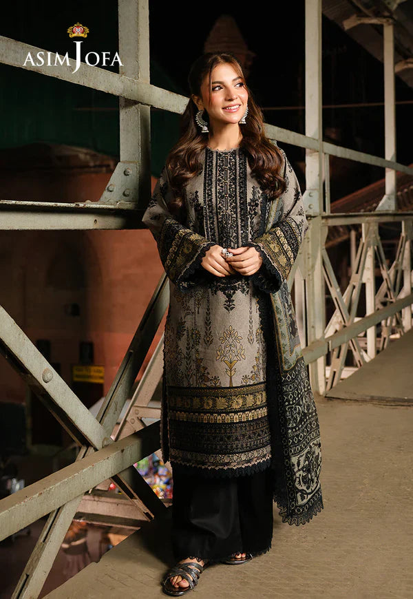 Asim Jofa - Winter 3PC Karandi Digital Print Dress - BN33410