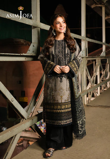 Asim Jofa - Winter 3PC Karandi Digital Print Dress - BN33410