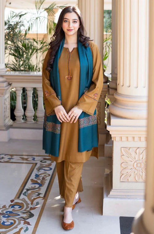 Asling - Winter 3PC Dhanak Embroidered Suit - BN3354