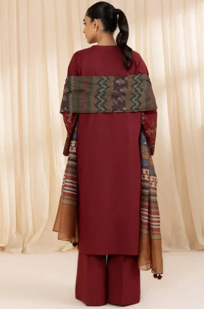 Sapphire - Winter 3PC Dhanak Embroidered Suit - BN3363