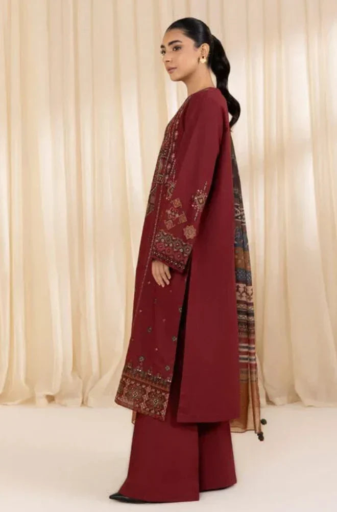 Sapphire - Winter 3PC Dhanak Embroidered Suit - BN3363