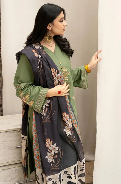 Urge - Winter 3PC Dhanak Embroidered Suit - BN3350