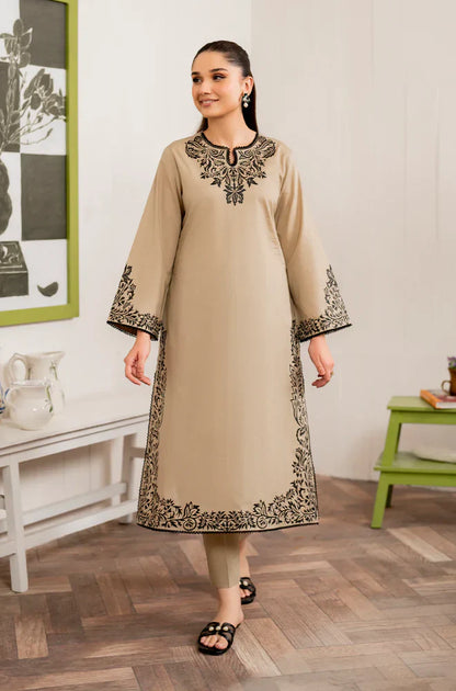 BN913-WINTER 3PC Dhannak Embroidered suit with Printed Shawll