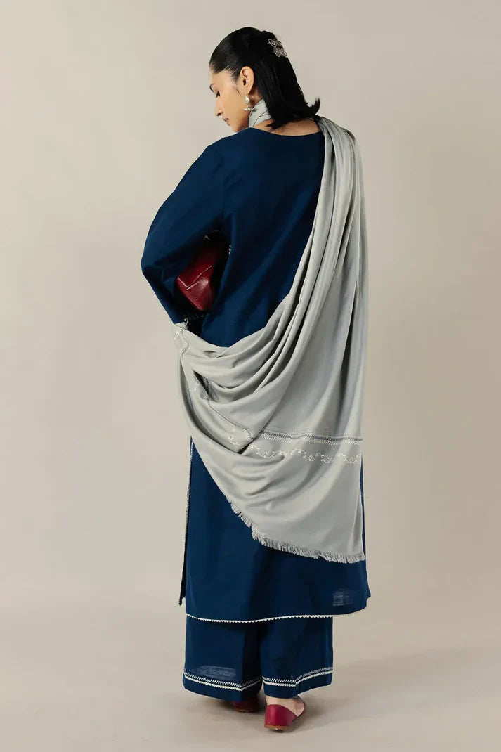 Zara Shahjahan - Winter 3PC Dhanak Embroidered Suit - BN33122