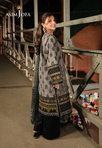 Asim Jofa - Winter 3PC Karandi Digital Print Dress - BN33410