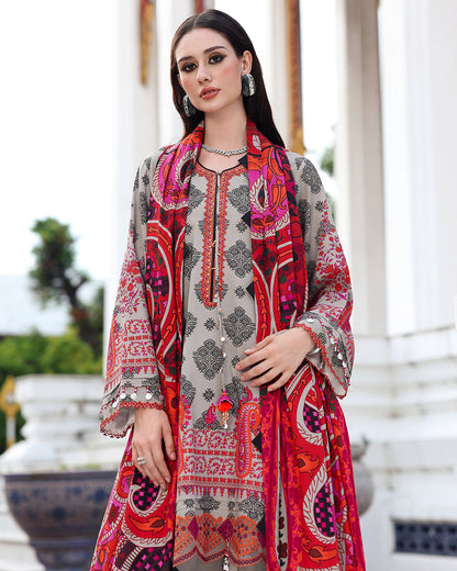 Charizma - Winter 3PC Karandi Digital Print Dress - BN33400