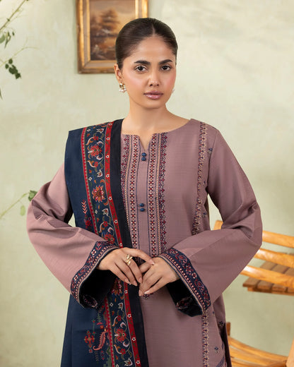 izel - Winter 3PC Dhanak Embroidered Suit - BN33106