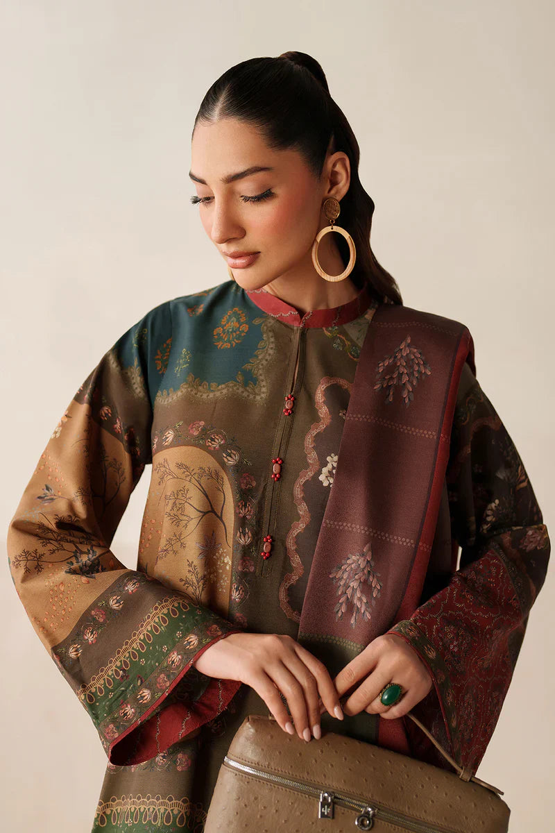 Baroque - Winter 3PC Karandi Digital Print Dress - BN33412