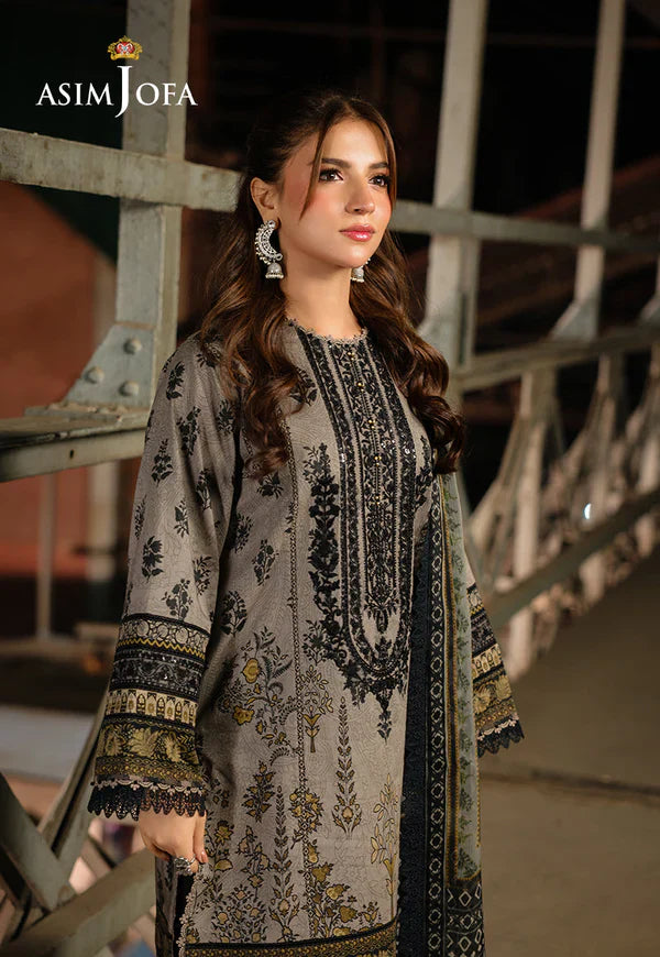 Asim Jofa - Winter 3PC Karandi Digital Print Dress - BN33410