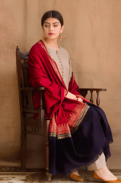 BN545-WINTER 3PC Khaddar suit with Embroidered Shawll