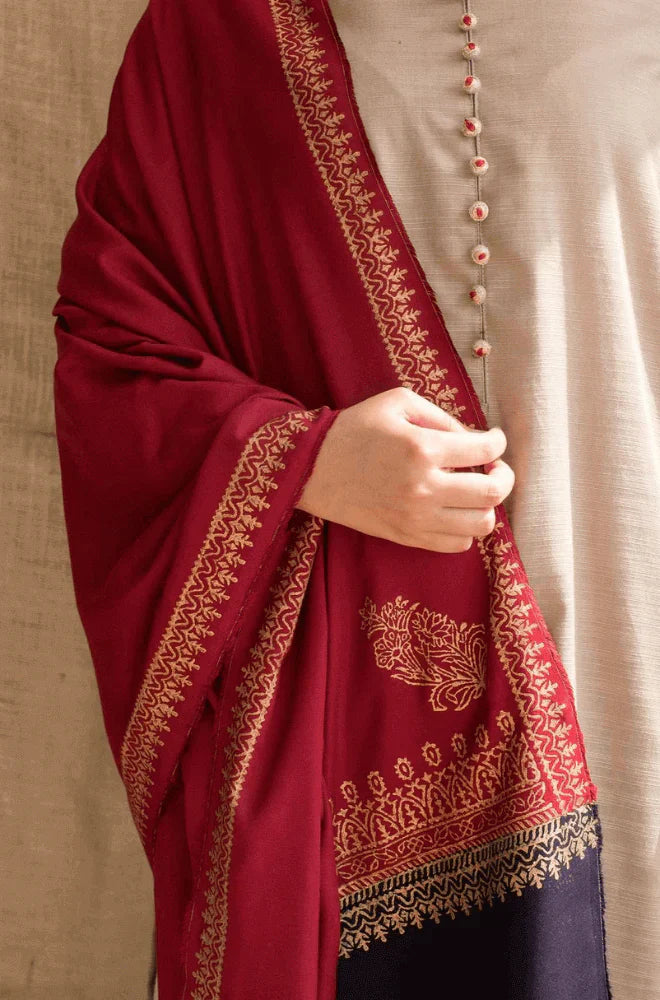 BN545-WINTER 3PC Khaddar suit with Embroidered Shawll