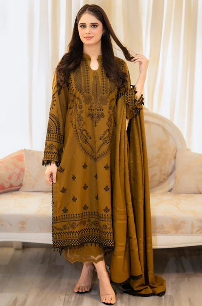 Libass - Winter 3PC Dhanak Embroidered Suit - BN3312