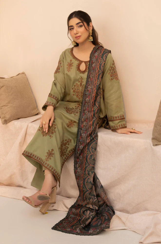 Mohagni - Winter 3PC Dhanak Embroidered Suit - BN3360