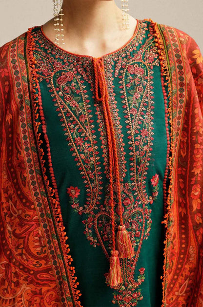 Hussain Rehan - Winter 3PC Dhanak Embroidered Suit - BN3311