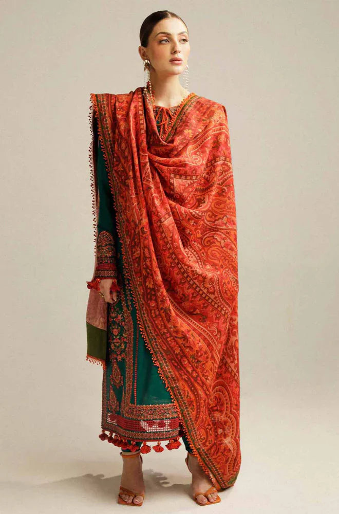 Hussain Rehan - Winter 3PC Dhanak Embroidered Suit - BN3311