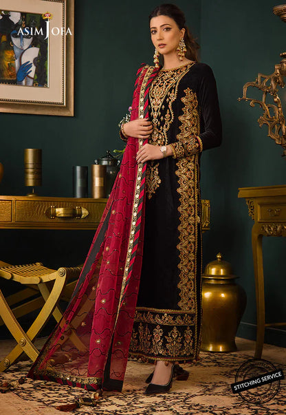 Asim jofa Embroidered Velvet 3piece suit - BN2013
