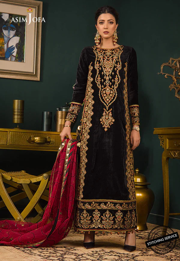 Asim jofa Embroidered Velvet 3piece suit - BN2013