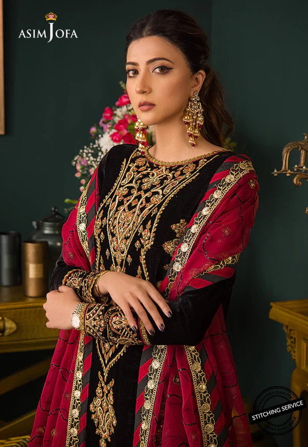 Asim jofa Embroidered Velvet 3piece suit - BN2013