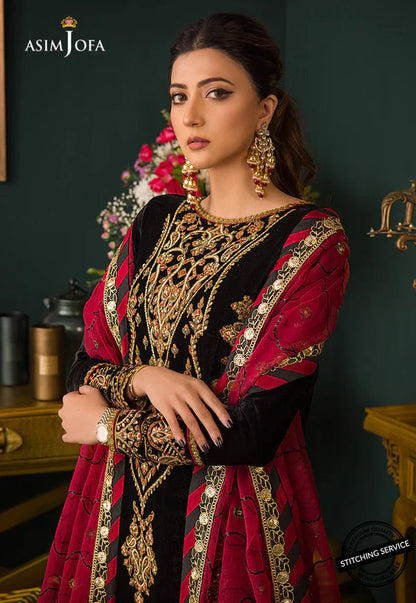 Asim jofa Embroidered Velvet 3piece suit - BN2013