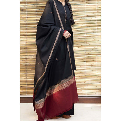 BN555-WINTER 3PC Dhanak suit with Embroidered Shawll