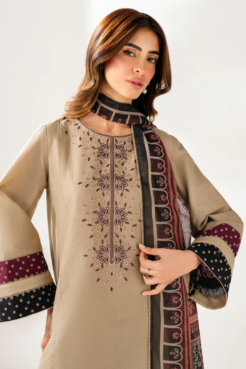 Jazmin - Winter 3PC Dhanak Embroidered Suit - BN3361