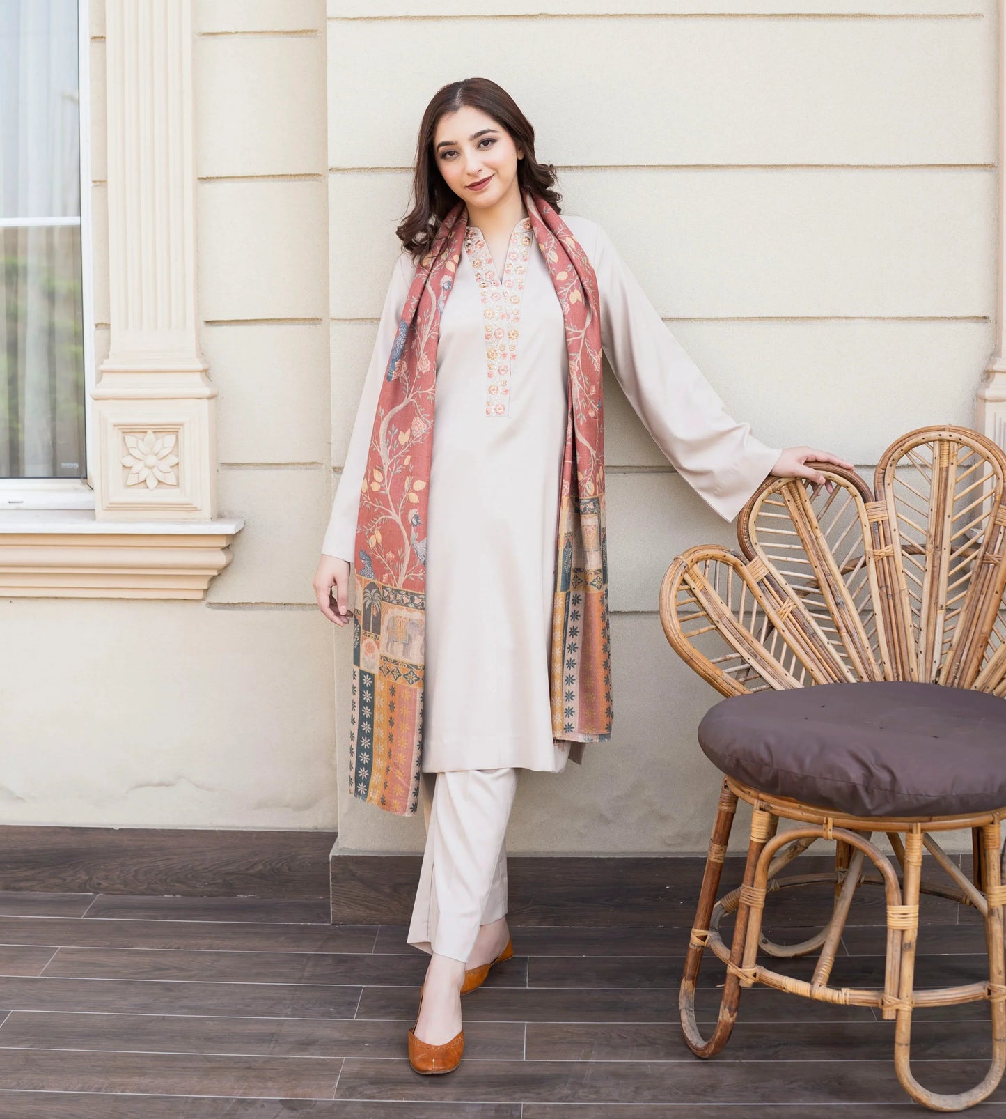 Asling - Winter 3PC Dhanak Embroidered Suit - BN3355