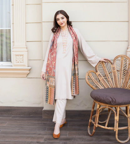 Asling - Winter 3PC Dhanak Embroidered Suit - BN3355