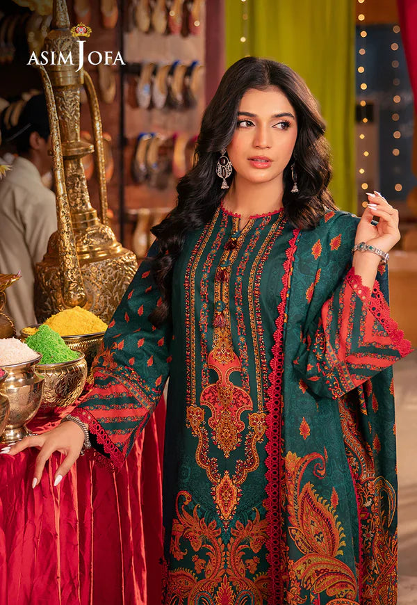 Asim Jofa - Winter 3PC Karandi Digital Print Dress - BN33402