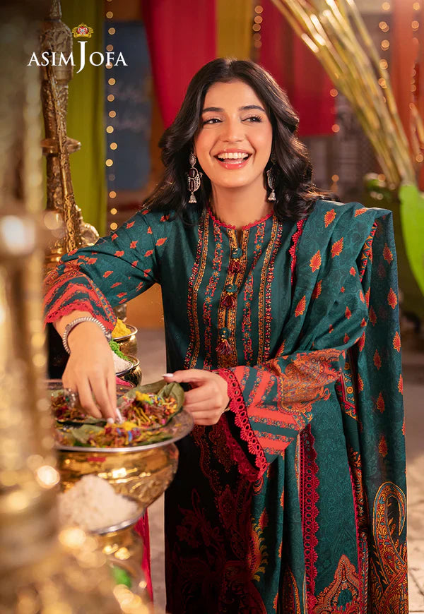 Asim Jofa - Winter 3PC Karandi Digital Print Dress - BN33402