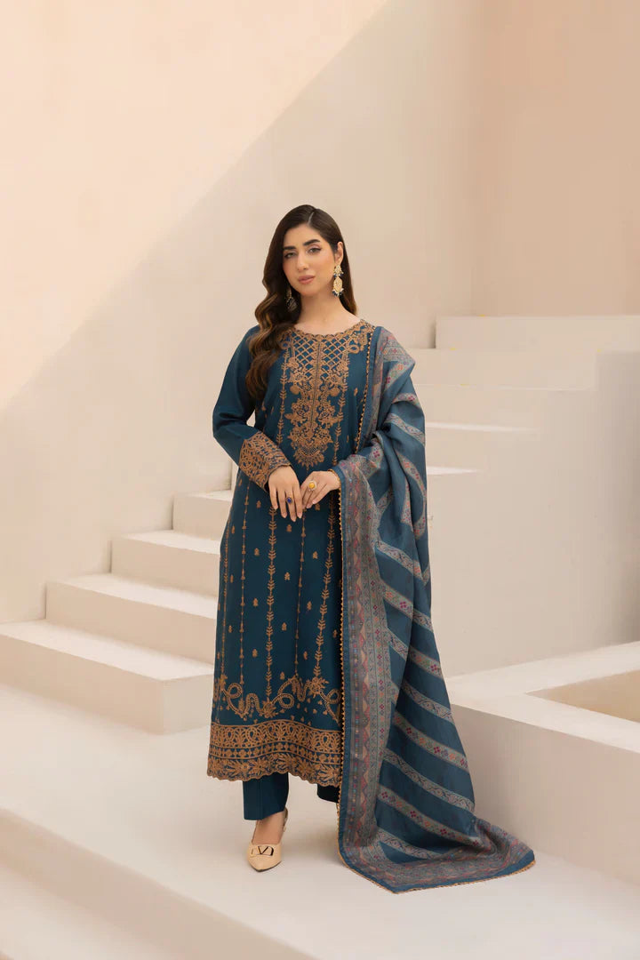 Mohagni - Winter 3PC Dhanak Embroidered Suit - BN3341