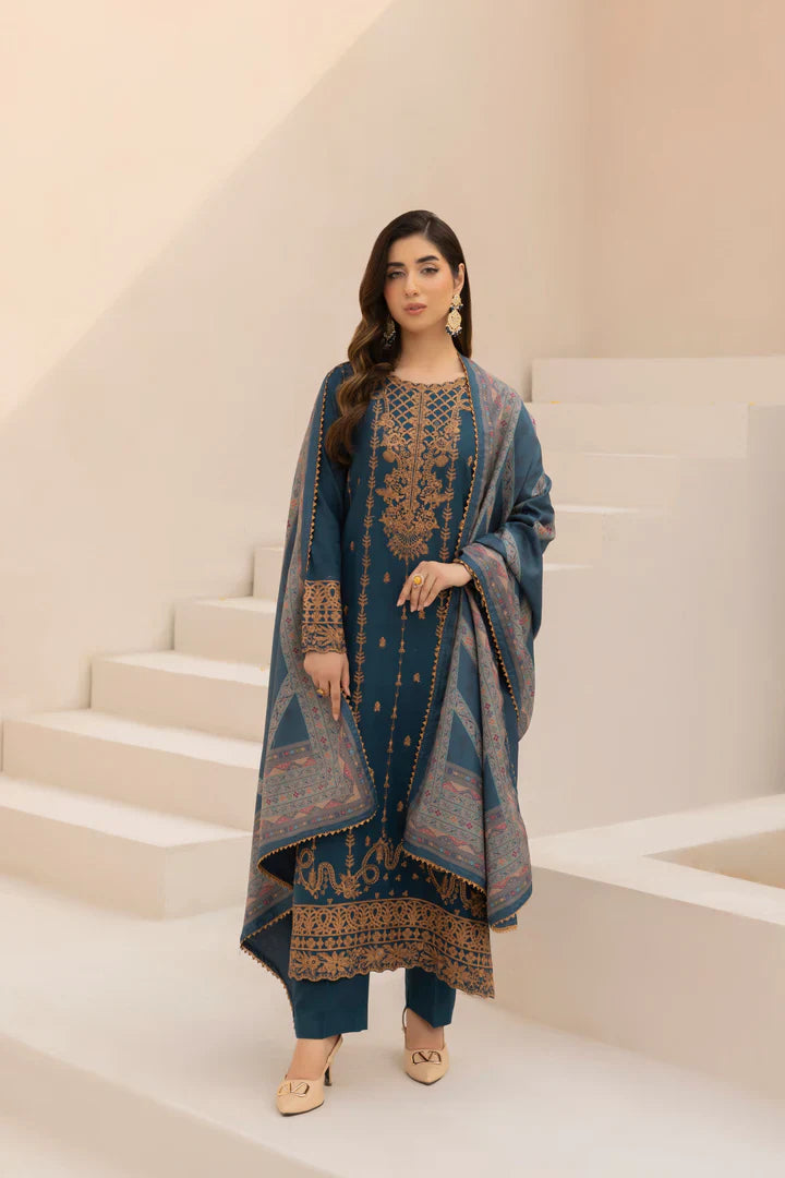Mohagni - Winter 3PC Dhanak Embroidered Suit - BN3341